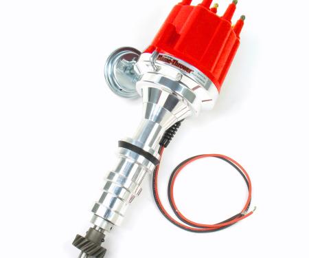 Pertronix Billet Distributor for Ford 352-428 Engines (Ignitor II) with Vacuum / Mechanical Advance, Red / Male D133711