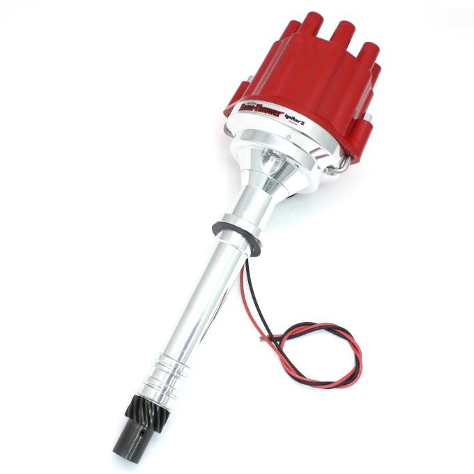 Pertronix Marine Billet Distributor for Chevrolet Small Block/Big Block Reverse Rotation Engines (Ignitor II), Red Cap Color D209801