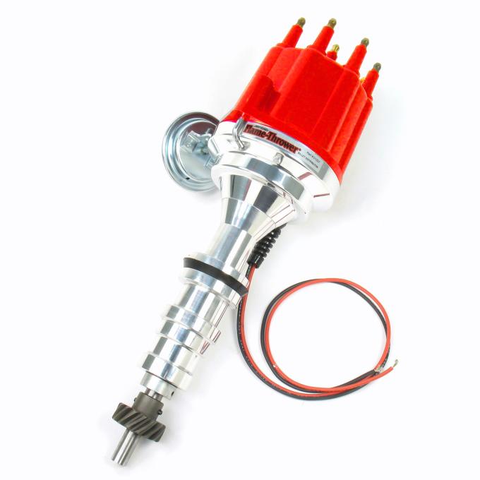 Pertronix Billet Distributor for Ford 352-428 Engines (Ignitor II) with Vacuum / Mechanical Advance, Red / Male D133711