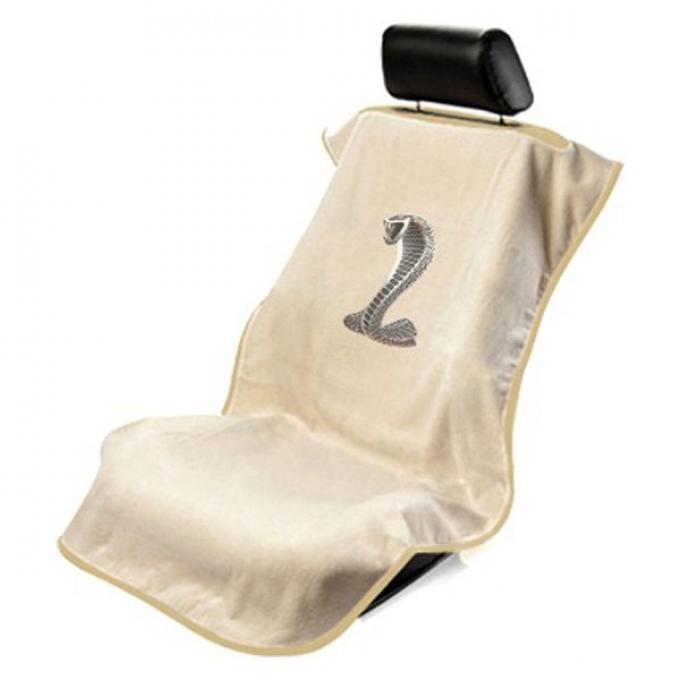 Seat Armour Mustang Cobra Seat Towel, Tan with Script SA100COBT