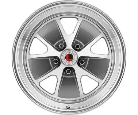 Legendary Wheels 1964-1973 Ford Mustang 17x7" Legendary Styled Alloy Wheel, 5 on 4.5 BP, 4.25 BS, Charcoal/ Machined LW20-70754B