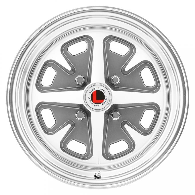 Legendary Wheels 1964-1973 Ford Mustang 15 X 6 Magnum 400, 4 on 4.5 BP, 3.75" BS, Charcoal / Machined LW40-50644B