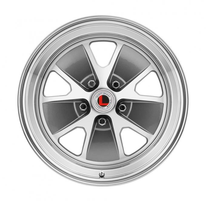 Legendary Wheels 1964-1973 Ford Mustang 17x7" Legendary Styled Alloy Wheel, 5 on 4.5 BP, 4.25 BS, Charcoal/ Machined LW20-70754B