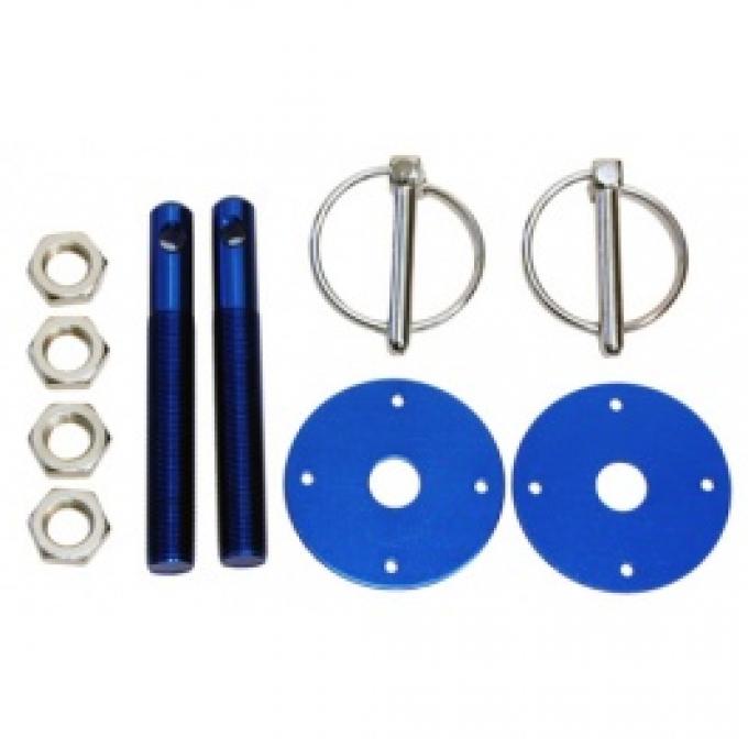 Aluminum Hood Pin Kit, Blue