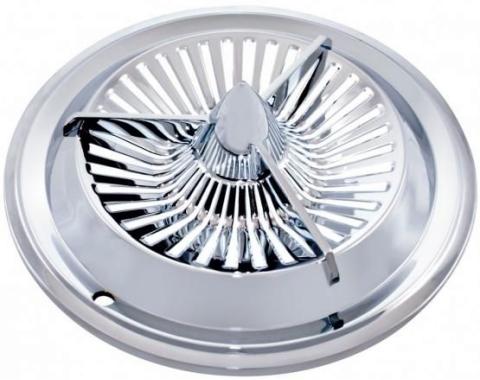 United Pacific 15" Chrome Plated Polara Tri-Bar Hubcap (4/Set) C5055