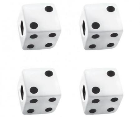 United Pacific White Dice Valve Caps w/ Black Dots (4 Pack) 70006