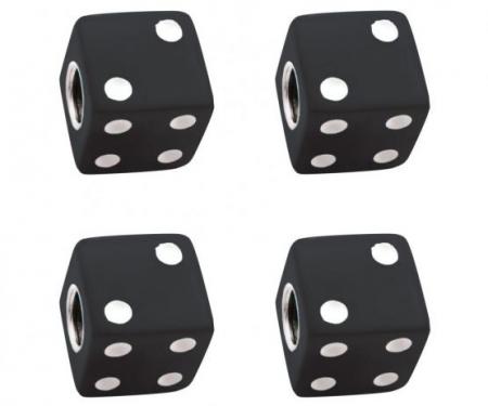 United Pacific Black Dice Valve Caps w/ White Dots (4 Pack) 70007