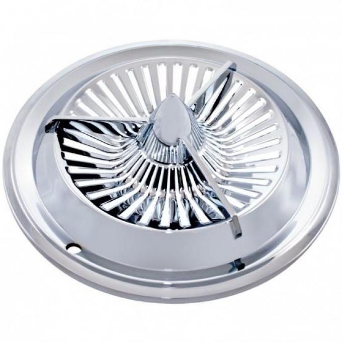 United Pacific 15" Chrome Plated Polara Tri-Bar Hubcap (4/Set) C5055