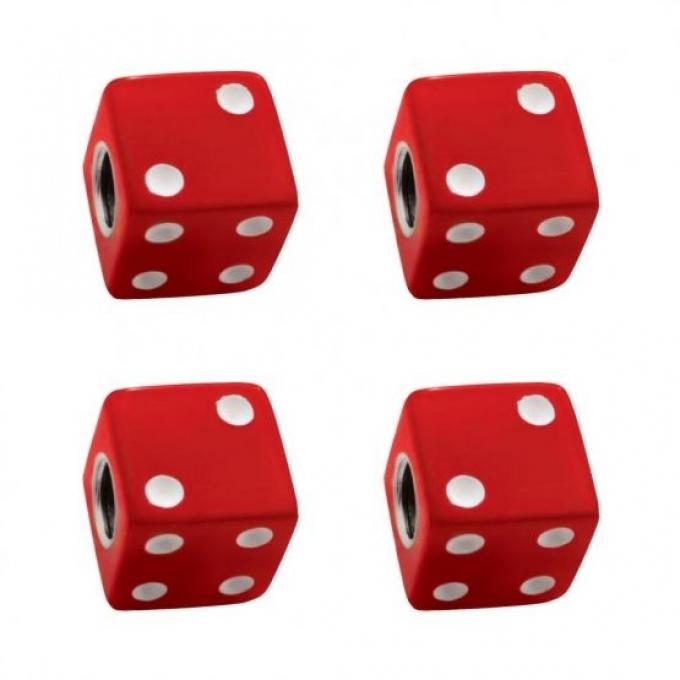 United Pacific Red Dice Valve Caps w/ White Dots (4 Pack) 70005