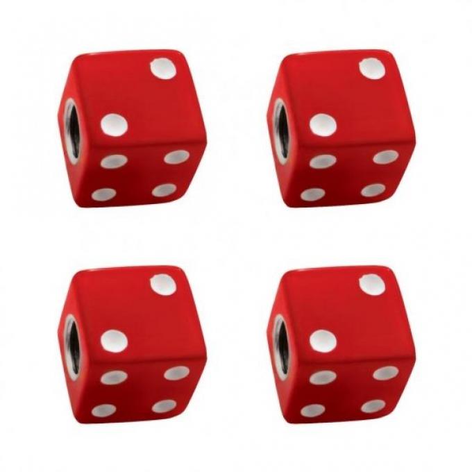 United Pacific Red Dice Valve Caps w/ White Dots (4 Pack) 70005