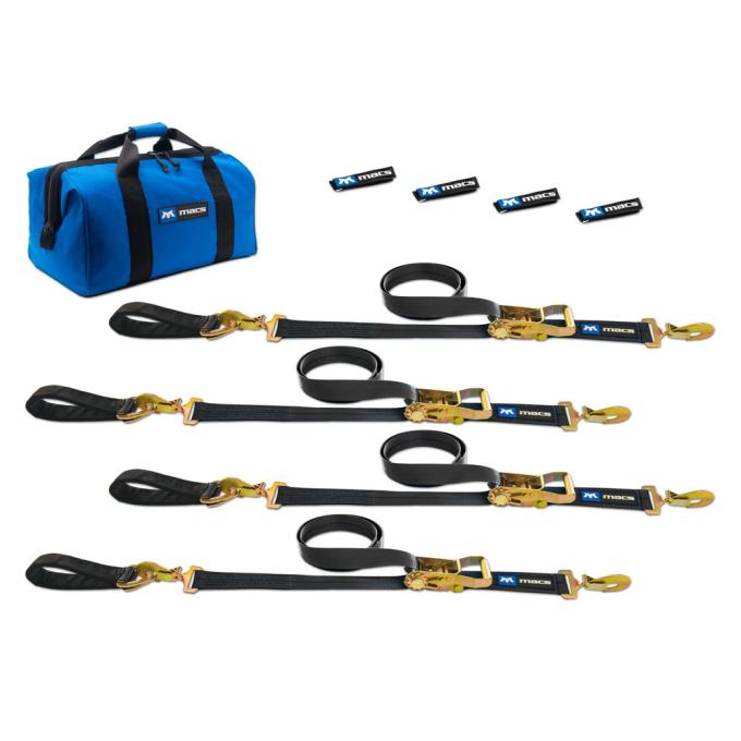 Race Ramps 2 x 8 Ultra Pack Tie-Down Straps with Detachable Axle Straps, Sewn Fixed Ends - Black 511208