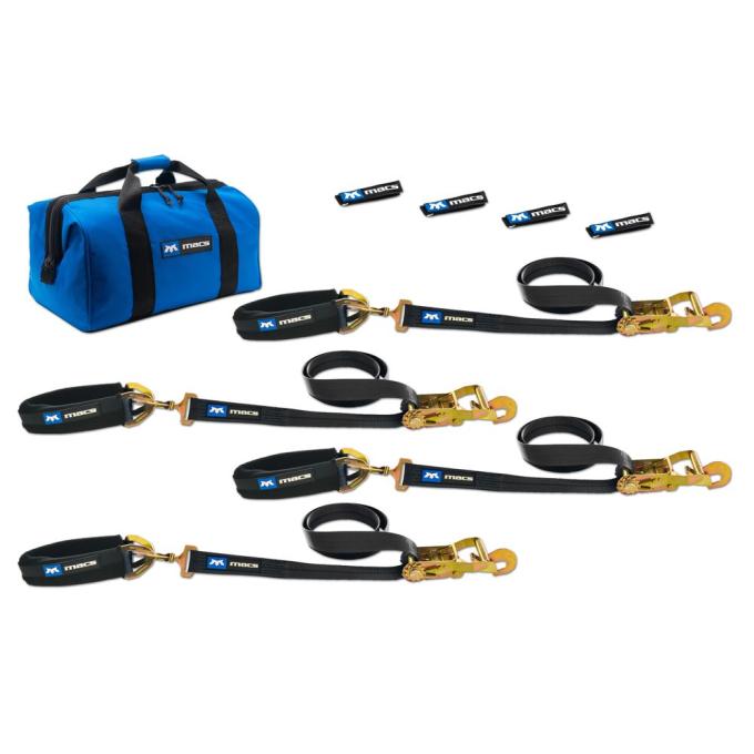Race Ramps 2 x 8 Pro Pack Premium Tie-Down Strap Kit with 24 Axle Strap, Direct Hook Ends - Black 511618