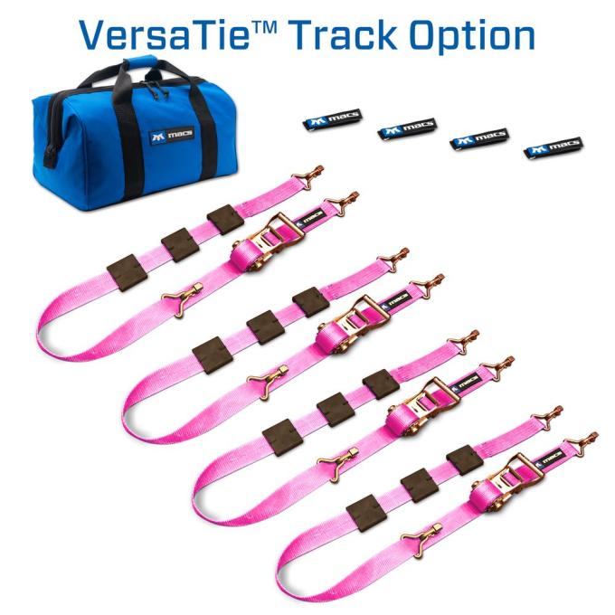 Race Ramps 2 x 10 Tire Block Strap Pack with VersaTie Track Ends - Pink 519001