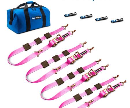 Race Ramps 2 x 10 Tire Block Strap Pack with VersaTie Track Ends - Pink 519001