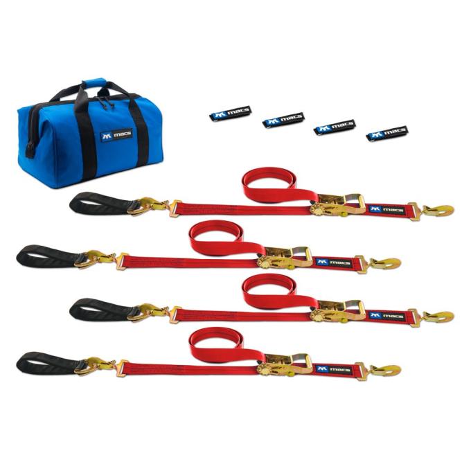 Race Ramps 2 x 10 Ultra Pack Tie-Down Straps with Detachable Axle Straps, Sewn Fixed Ends - Red 513210
