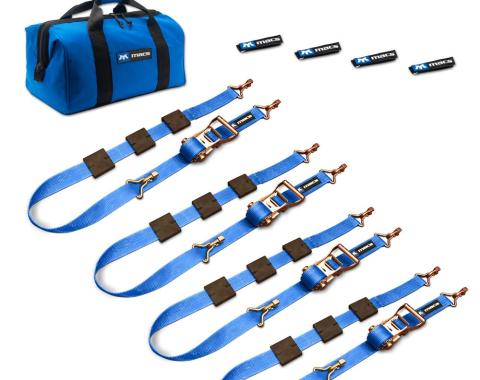 Race Ramps 2 x 10 Tire Block Strap Pack with VersaTie Track Ends - Blue 512001