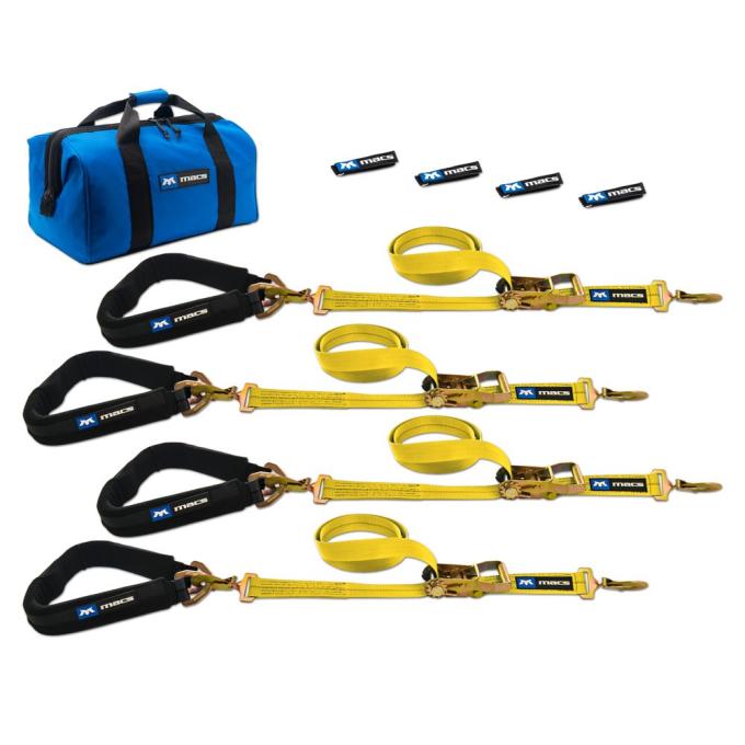 Race Ramps 2 x 6 Pro Pack Premium Tie-Down Strap Kit with 40 Axle Strap, Sewn Fixed Ends - Yellow 514646