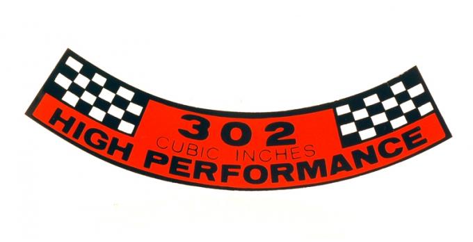 Dennis Carpenter Decal - Air Cleaner - 302 CID - High Performance - 1968-69 Ford Car   DF-321