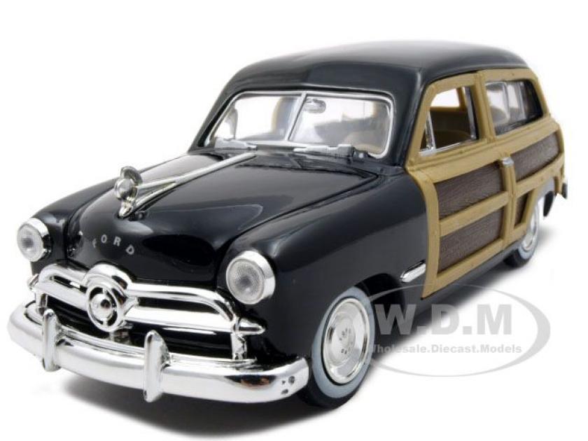 1949 Ford Woody Wagon Black 1/24 Diecast Model Car | Mustang