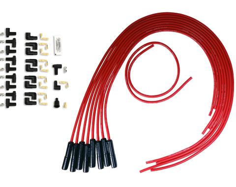 Taylor Cable Universal 8mm Spiro-Pro Black Ceramic Boots Spark Plug Wire Sets, 180&deg; Spark Plug Boot Angle, Red 75255-B