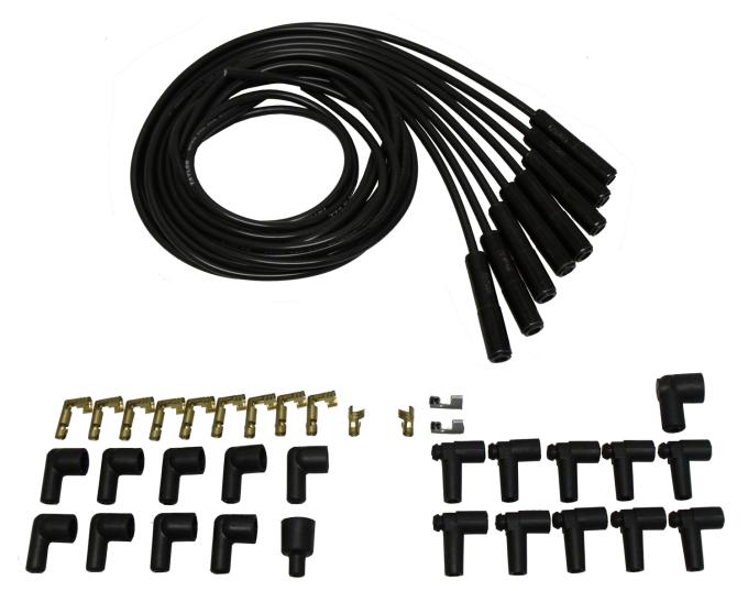 Taylor Cable Universal 8mm Spiro-Pro Black Ceramic Boots Spark Plug Wire Sets, 180&deg; Spark Plug Boot Angle, Black 75055-B