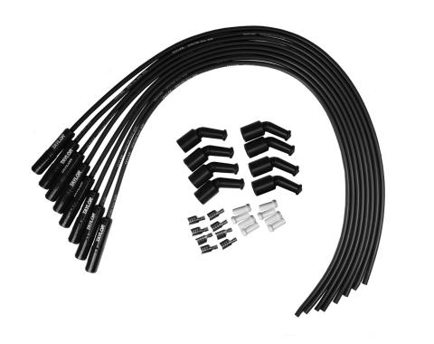 Taylor Cable LS Engines Universal 8mm Spiro-Pro Black Ceramic Boots Spark Plug Wire Set, 180&deg; Spark Plug Boot Angle, Black 75065-B
