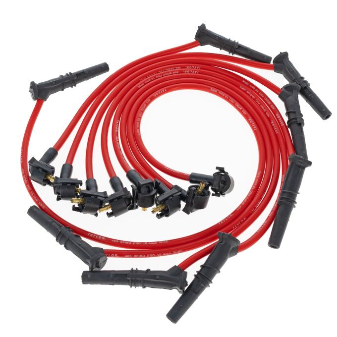 Taylor Cable 1996-98 Ford Mustang GT 4.6L SOHC V8 10.4mm 409 Series Spark Plug Wire Set, Red, OE Spark Plug Boot Angle 79257