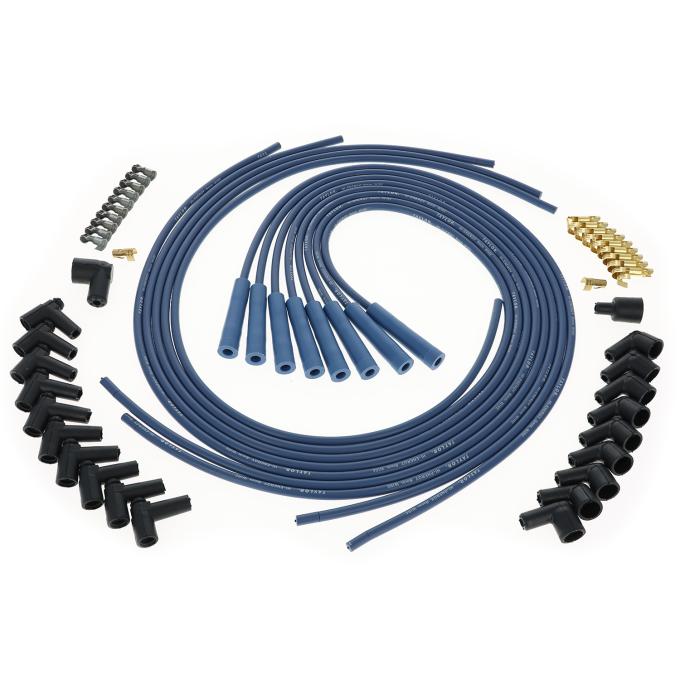 Taylor Cable Universal 8mm High Energy Spark Plug Wire Set, 8 Cylinders, 180&deg; Spark Plug Boot Angle, Blue 60655