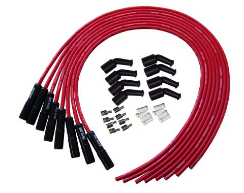 Taylor Cable LS Engines Universal 8.2mm ThunderVolt Black Ceramic Boots Spark Plug Wire Sets, 180&deg; Spark Plug Boot Angle, Red 85265-B