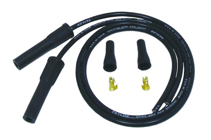 Taylor Cable Universal 8mm Spiro-Pro Pro Comp Boots Motorcycle Spark Plug Wire Set, Black, 180&deg; Spark Plug Boot Angle 10085