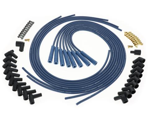 Taylor Cable Universal 8mm High Energy Spark Plug Wire Set, 8 Cylinders, 180&deg; Spark Plug Boot Angle, Blue 60655