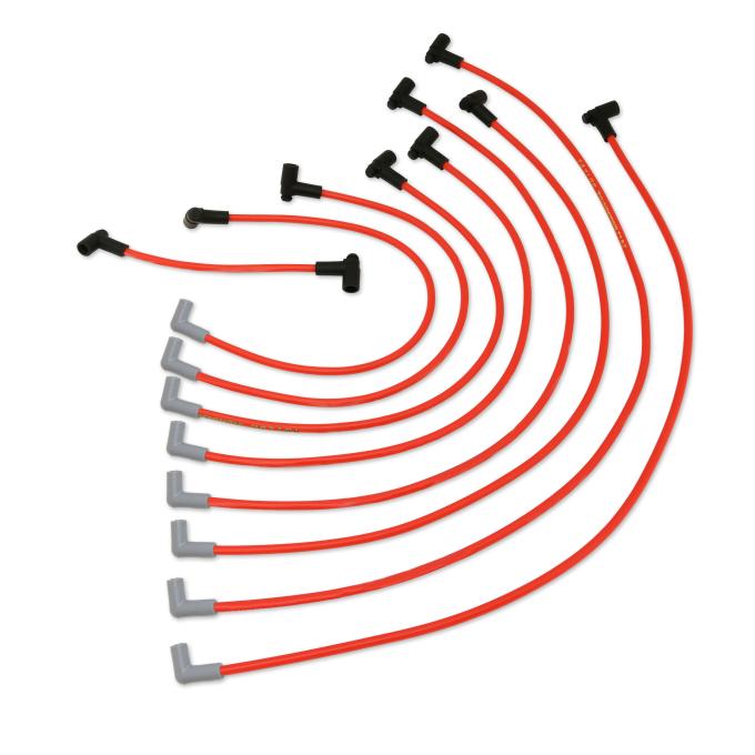 Taylor Cable 1974-81 Pontiac-Built V8 HEI 8.2mm Thundervolt Spark Plug Wire Set, Red, 180&deg;/135&deg; Spark Plug Boot Angle 84216