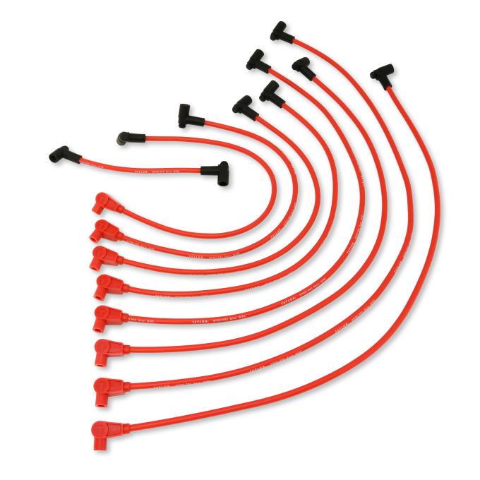 Taylor Cable Chevy Big Block Race Fit 10.4mm 409 Series Spark Plug Wire Set with Under Headers HEI Fitment, Red, 90&deg; Spark Plug Boot Angle 79202