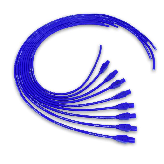 Taylor Cable Universal 8mm Spiro-Pro Spark Plug Wire Set, 8 Cylinders, 180&deg; Spark Plug Boot Angle, Blue 73655