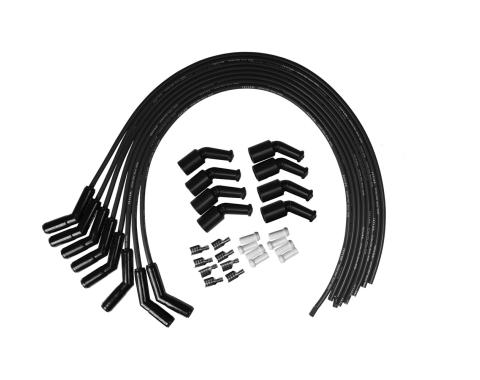 Taylor Cable LS Engines Universal 8mm Spiro-Pro Black Ceramic Boots Spark Plug Wire Set, 135&deg; Spark Plug Boot Angle, Black 75063-B