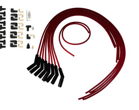 Taylor Cable Universal 8mm Spiro-Pro Black Ceramic Boots Spark Plug Wire Sets, 135&deg; Spark Plug Boot Angle, Red 75253-B