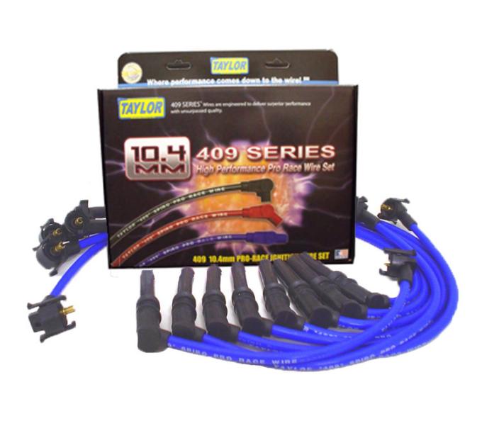 Taylor Cable 1996-98 Ford Mustang GT 4.6L SOHC V8 10.4mm 409 Series Spark Plug Wire Set, Blue, OE Spark Plug Boot Angle 79657