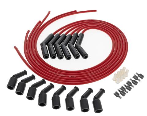 Taylor Cable LS Engines Universal 8.2mm ThunderVolt Black Ceramic Boots Spark Plug Wire Sets, 135&deg; Spark Plug Boot Angle, Red 85263-B