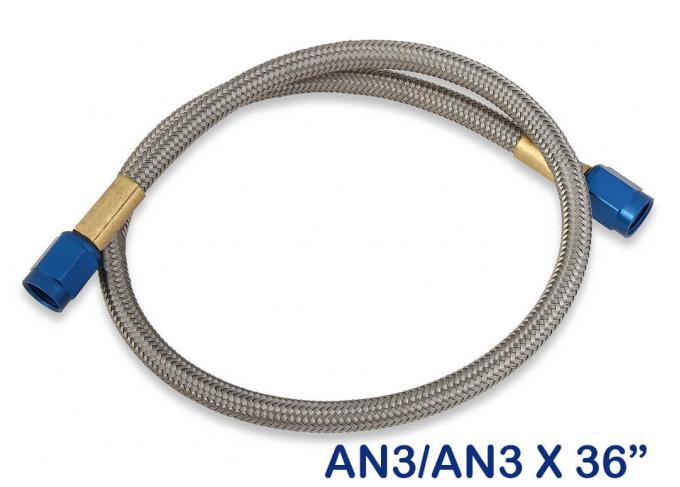 NOS Stainless Steel Braided Hose -3AN 3-Foot Blue 15070NOS