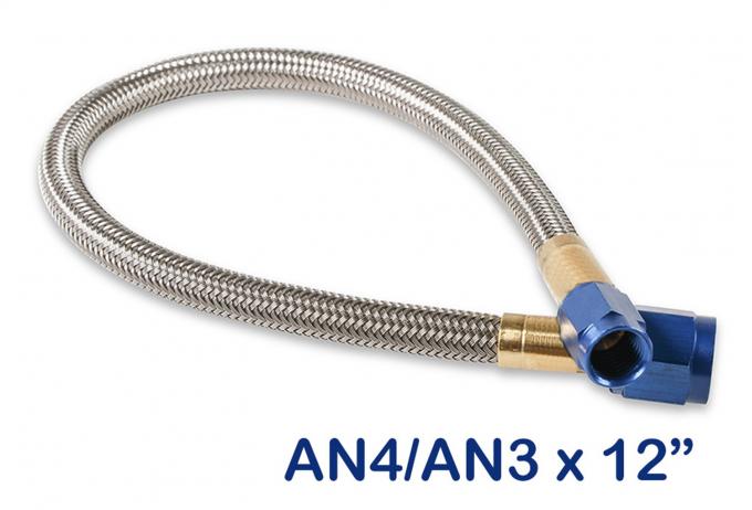 NOS Stainless Steel Braided Hose -4AN to -3AN 1-Foot Blue 15340NOS