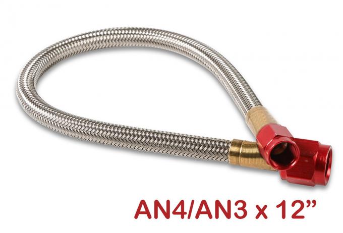 NOS Stainless Steel Braided Hose -4AN to -3AN 1-Foot Red 15341NOS