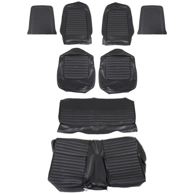 TMI Front & Rear Factory Replacement Upholstery, OE Pattern  1967 Ford Mustang, Black Sierra Vinyl, Black Rosette Vinyl 43-72226-958-2949