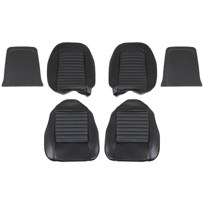 TMI Front Sport II Bolstered Upholstery, OE Pattern  1966 Ford Mustang, Black Sierra Vinyl, Black Rosette Vinyl 43-70906-958-2949