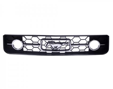 Ford Mustang Grille, Black & Pony Emblem Chrome, Pony Package V6, 2005-2009