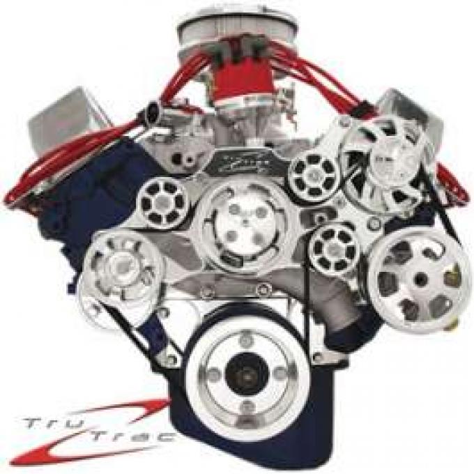 Tru Trac Serpentine System, Polished, FE Engines, With Power Steering, With Air Conditioning