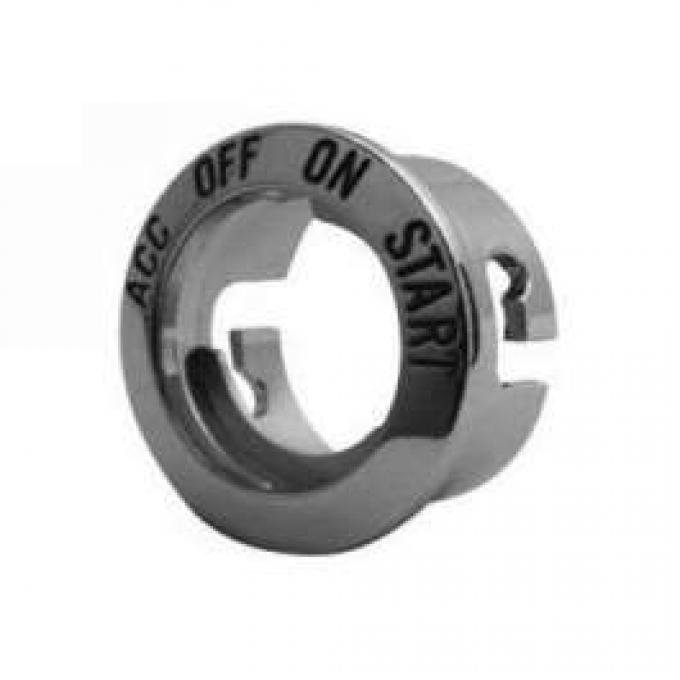 Ignition Switch Bezel - Bright Metal With Recessed Black Lettering