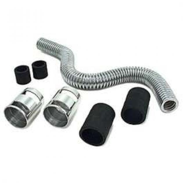 24 INCH STAINLESS STEEL RADIATOR HOSE KIT WITH CHROME ENDS Mustang Depot