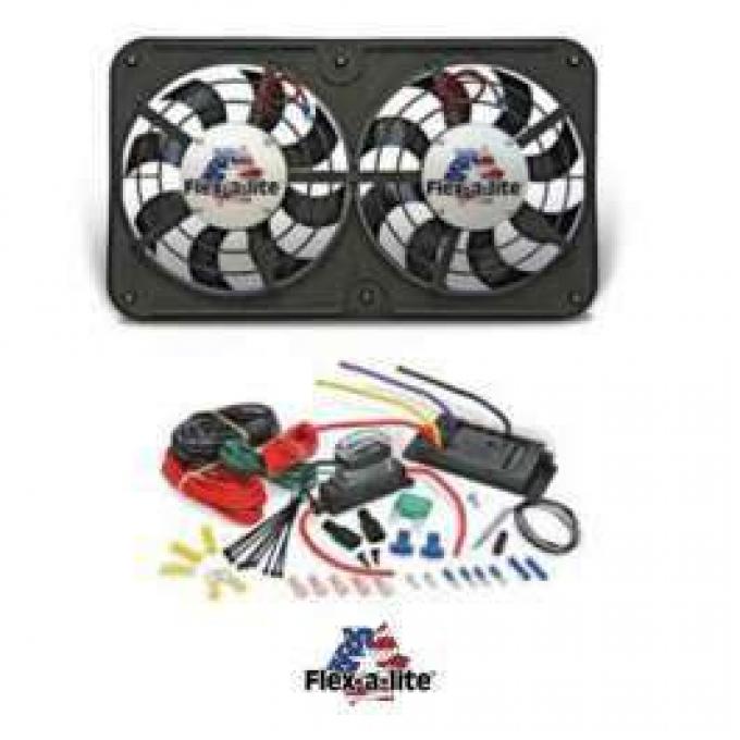 Ford Fan Kit, Dual Electric, Flex-A-Lite, 12, 500CFM