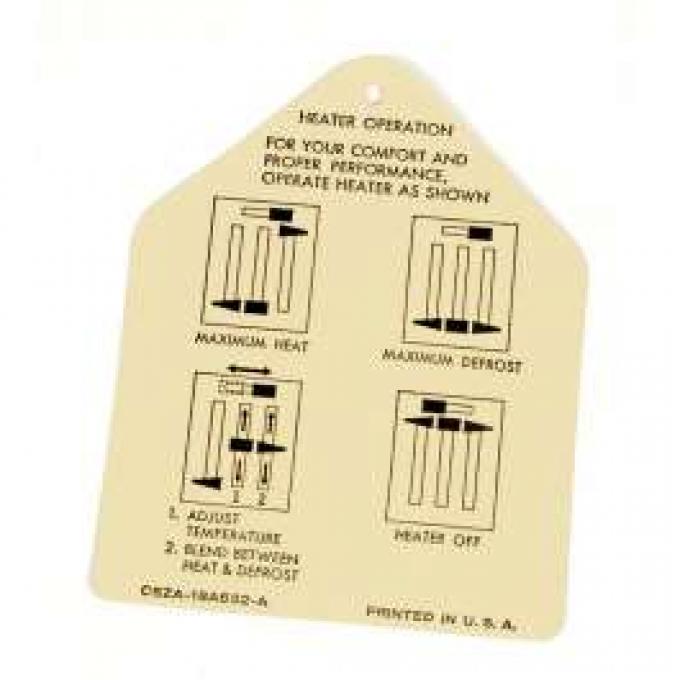 Heater Instruction Tag