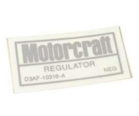 Decal - Voltage Regulator - For Cars Without Air Conditioning